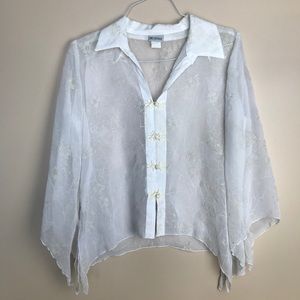 Metaphor Textured Flowered Flowing Buttondown